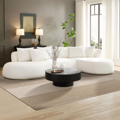 Canapé modulaire en L surdimensionné de 134,63 po avec méridienne beige et assise profonde pour salon