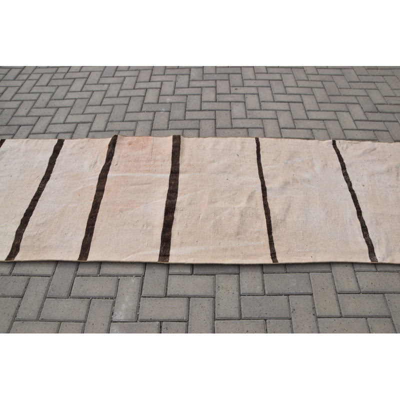 Tapis turc vintage rétro kilim beige idéal pour les espaces extérieurs, les chambres et les salles à manger