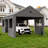 12 Ft. W x 20 Ft. D Galvanized Steel Frame Outdoor Heavy Duty Garage With Breathable Windows And Side Door - Gray-123014256