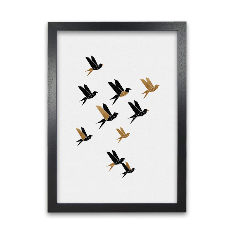 Orara Origami Birds Collage II - Print, Black Framed, 33cm H x 24cm W x 2cm D