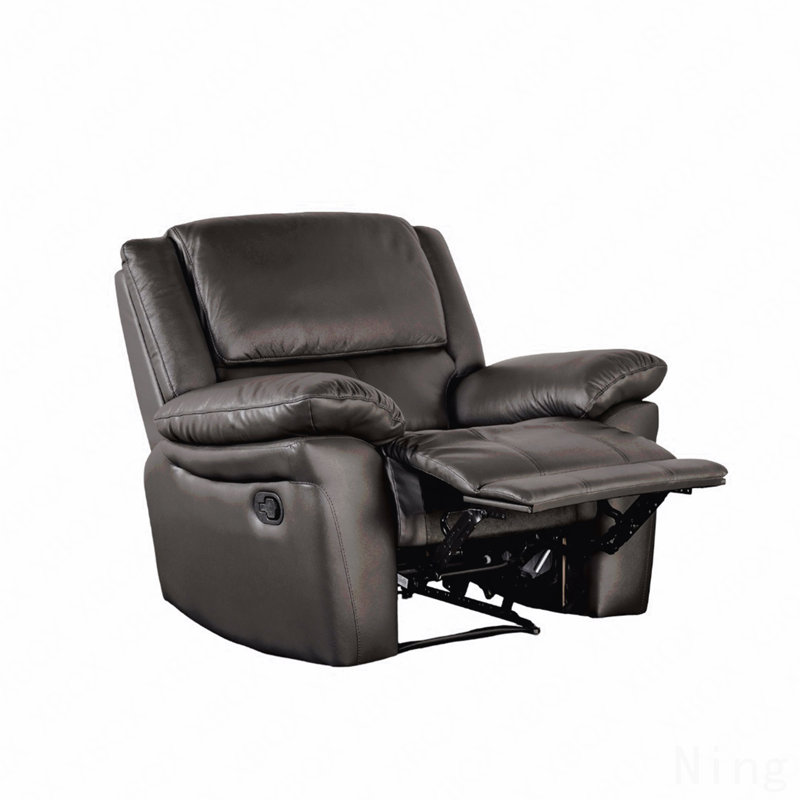 Black Transitional Manual Recliner - Pillow Arms, Welt Trim