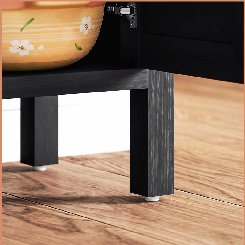 Armoire à café avec tablette réglable, armoire avec rangement, Noir patiné