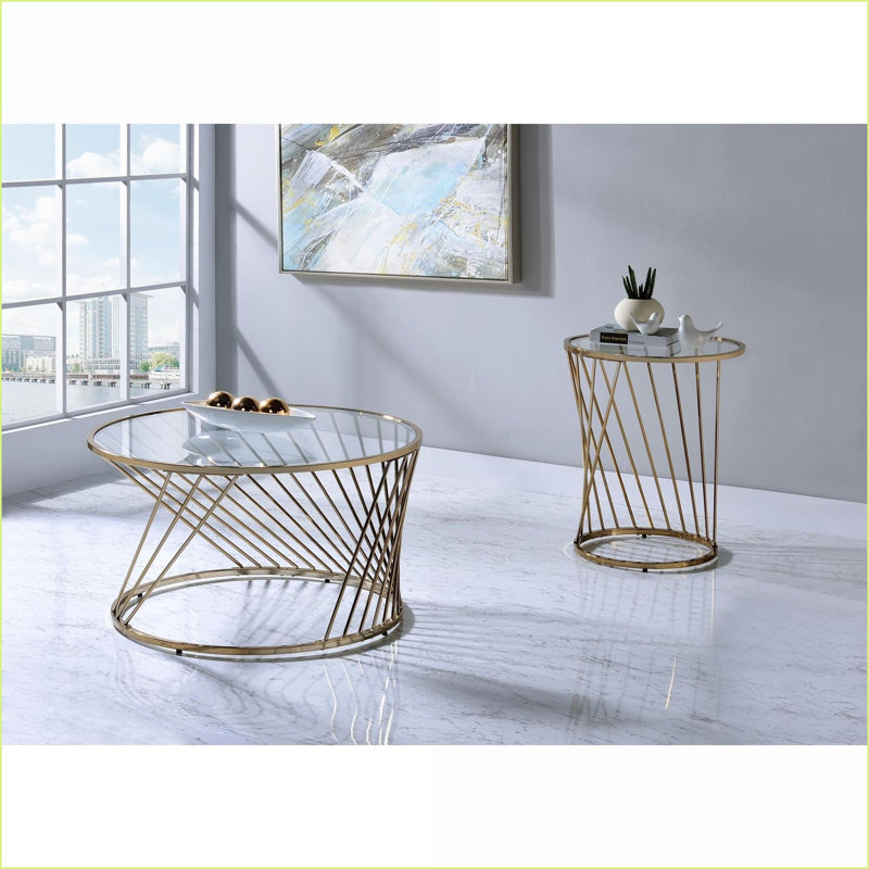 Table basse avec plateau en verre transparent Bluelipe Champagne
