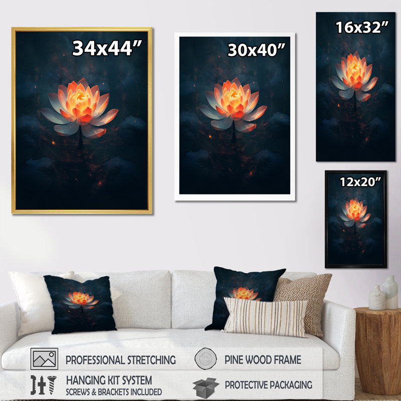 «Blossoming Wild White Lotus In Full Moon Pond I», reproduction d'art sur toile Lotus, H 40 po x l 30 po, Toile tendue