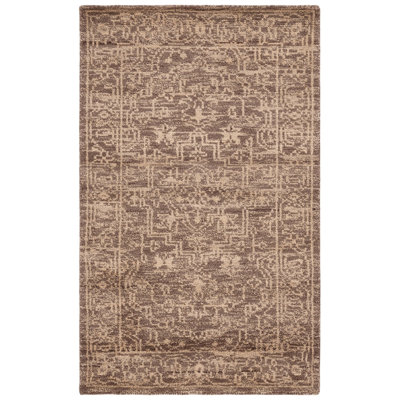 Tapis oriental brun / beige en laine / coton noué à la main Kenya