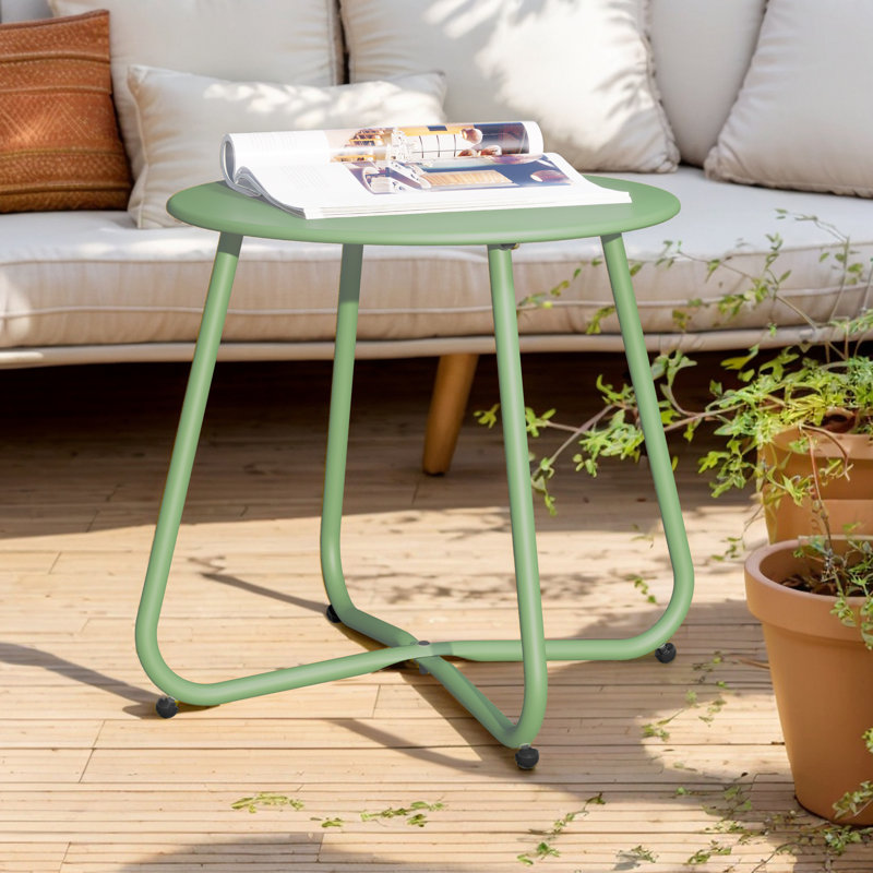 Mickelsen Steel Patio Side Table, Sage Green