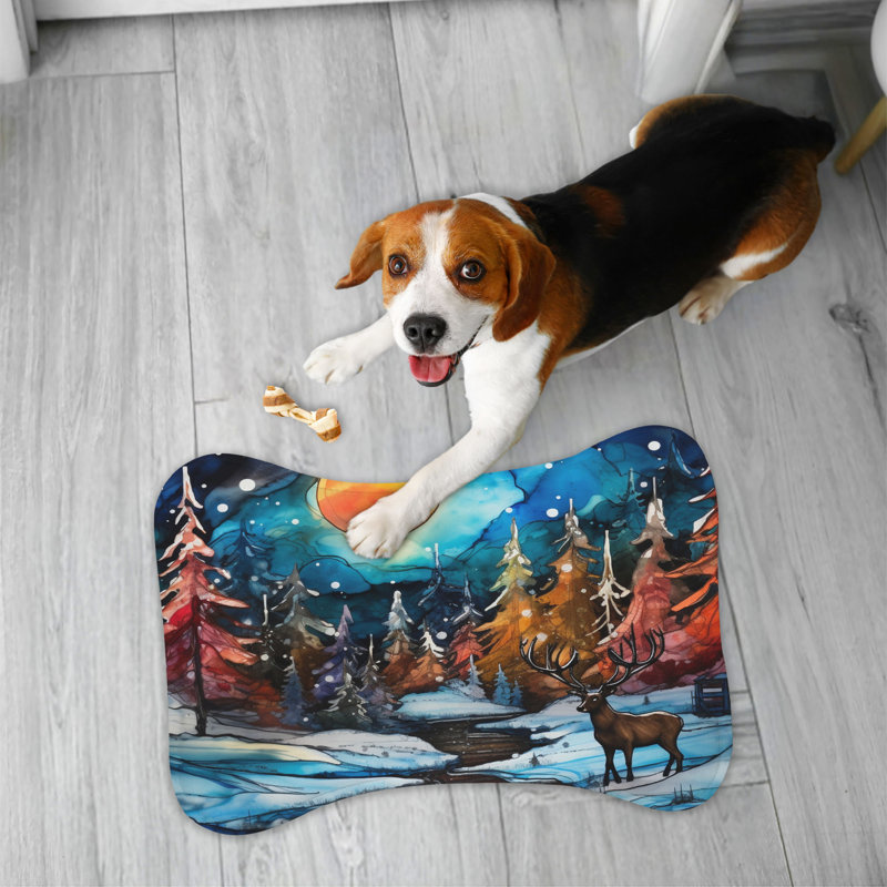 Cold Ink Scenery - 1 Piece Bone Shape Feeding Mat
