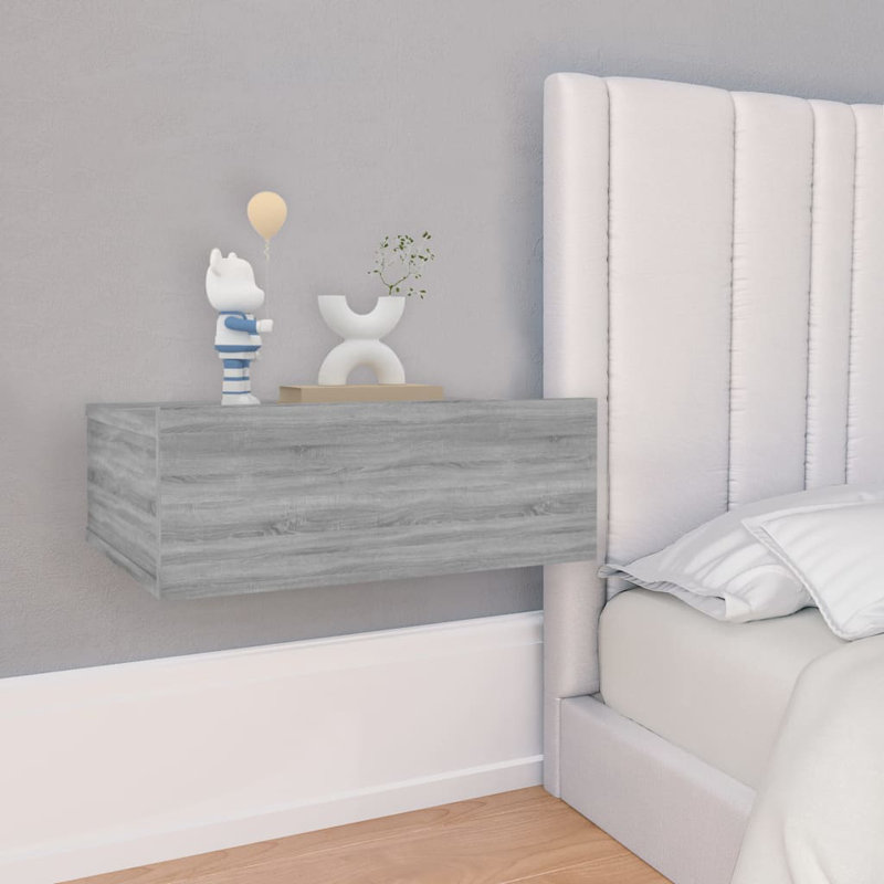 Dorete Floating Nightstand 40x30x15 cm Engineered Wood, Grey Sonoma, Individual