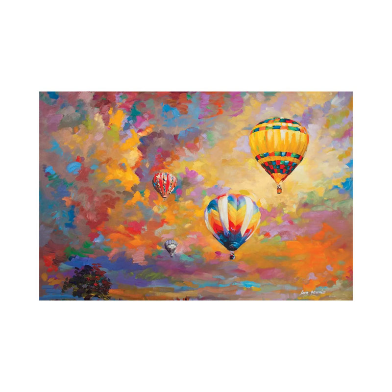 " Hot Air Balloon " by Leon Devenice Painting Print, 26" H x 40" W x 1.5" D