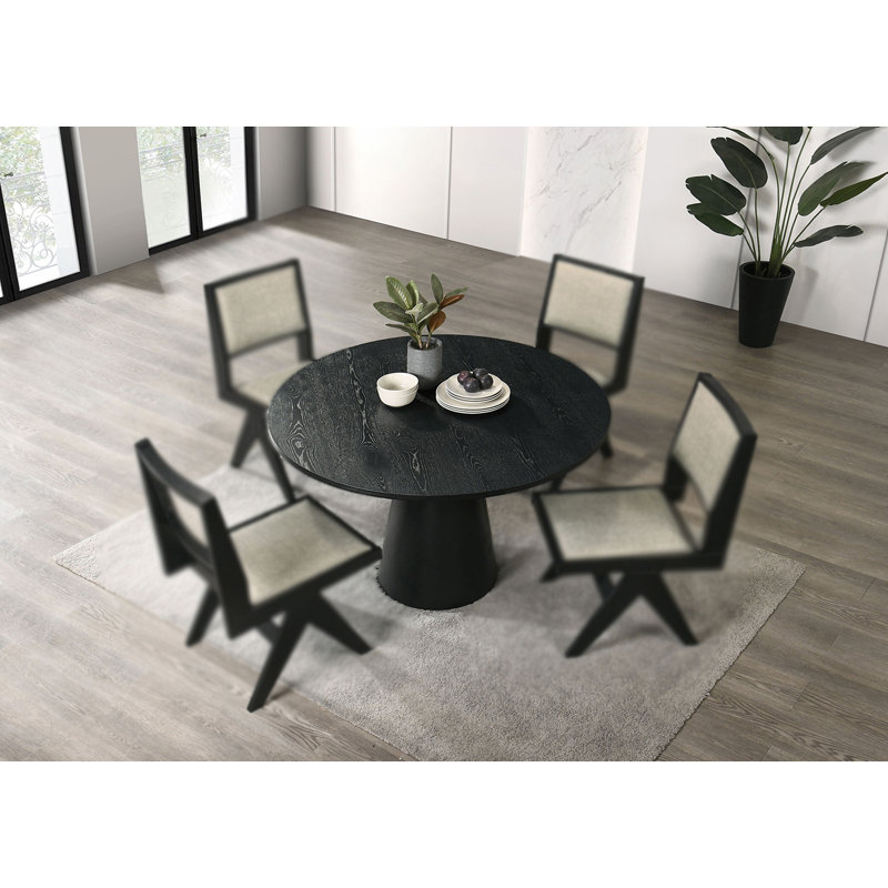 Table de salle à manger ronde contemporaine l 48,4 po, noir, H 30,50 po x L 48,4 po x l 48,4 po