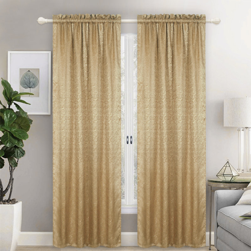 Afton Room Darkening Curtain Single Panel, Beige