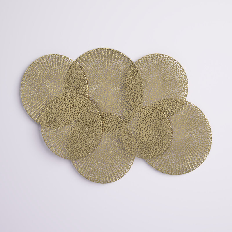 Gold Metal Plate Home Wall Decor with Perforated Design