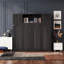 Grand lit escamotable avec armoires de rangement, noir-39405594-39405588