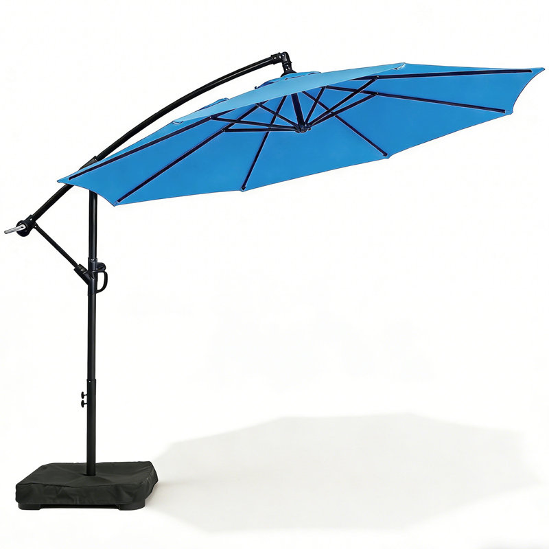 Parasol en porte-à-faux octogonal 10 'avec base lestée, Bleu royal