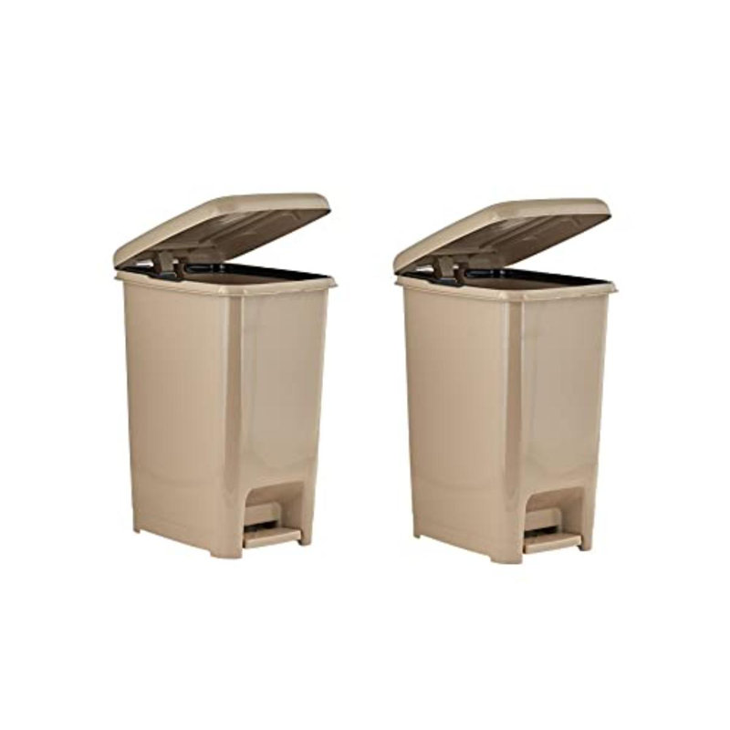 Poubelle à pédale Superio Slim, poubelle beige avec couvercle à pédale 26 litres, cuisine, sous le bureau, bureau, chambre à coucher, salle de bain (2, 2,5 gallons)