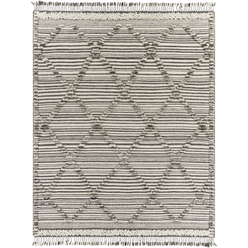 Tapis gris en laine noué à la main Leanna Ikat, Rectangle 2 pi x 3 pi