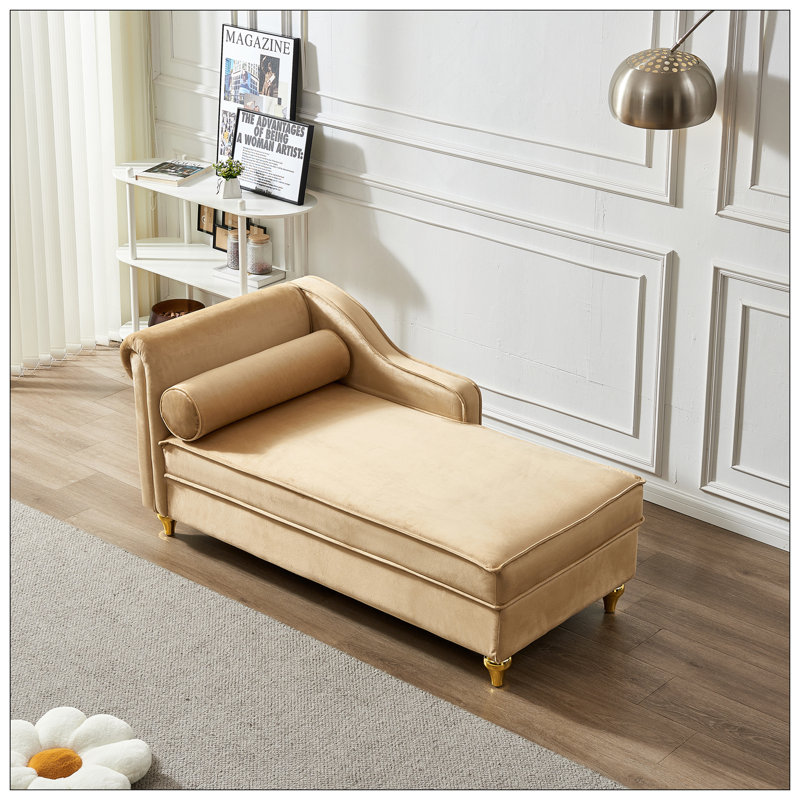 Chaise longue moderne avec revêtement en velours, Kaki