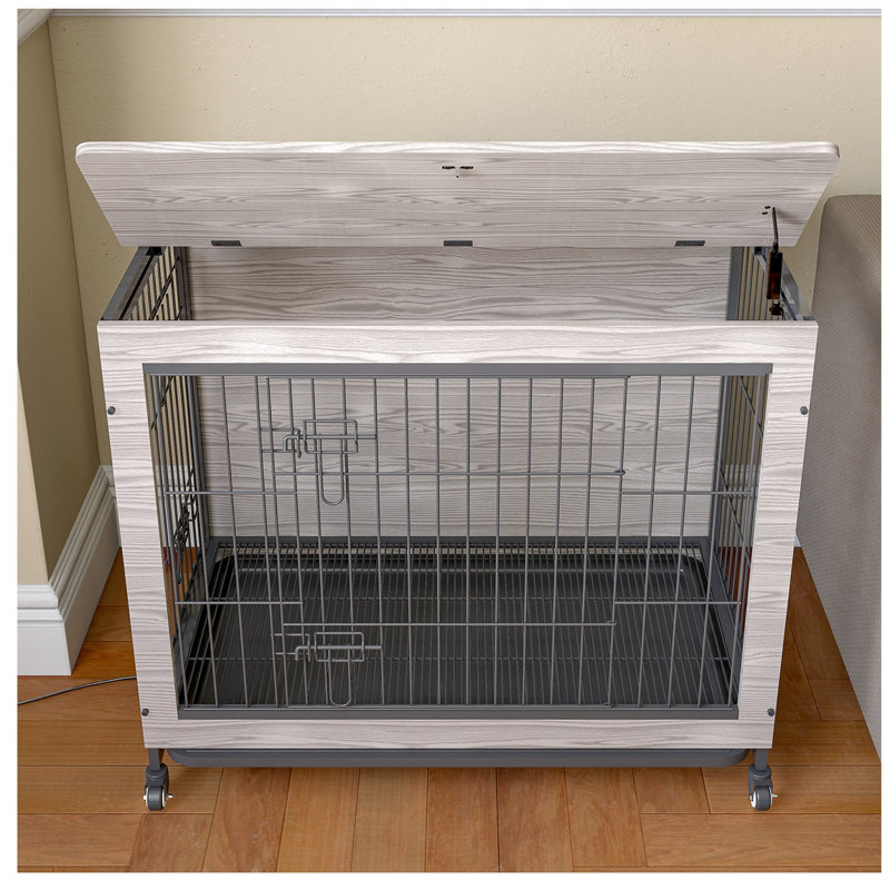 Cage pour chien, H 26,05 po x l 27,4 po x P 20,05 po, Gris