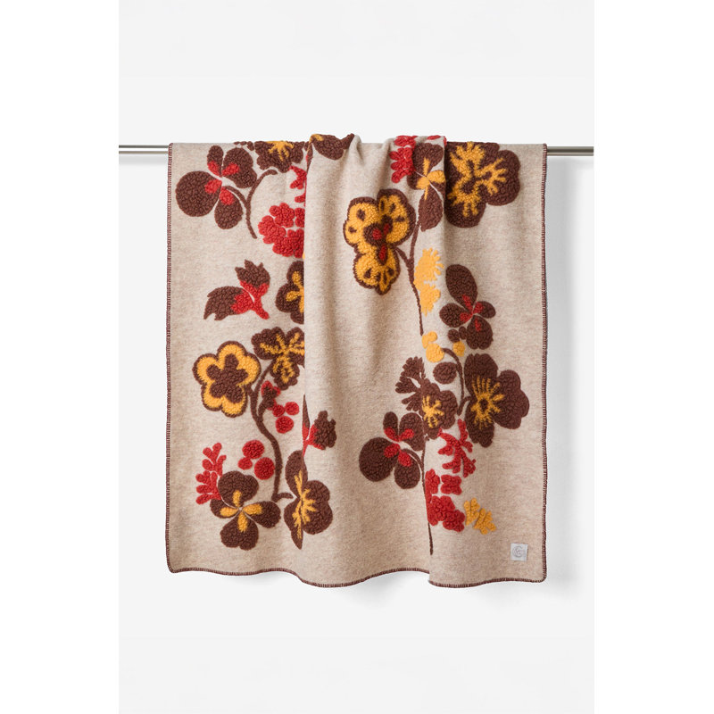  Boiled Wool Jacquard Throw Blanket, Brick/Rust/Aron/Beige