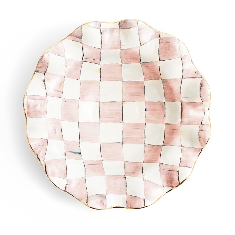 Rosy Check Medium Ceramic Fluted Serving Bowl