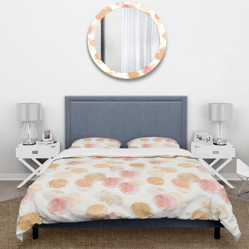 Ensemble de housse de couette rose Boho Circles II - Boho, Housse de couette simple et deux taies décorative