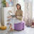 Upholstered Ottoman with Wheels ,Velvet Vanity Stool for Living Room Pouf Footstool-1703336112