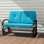Banc de patio bleu avec assise confortable, filet respirant et, pour les réceptions en plein air, filet mesurant 396 lb, coussins idéaux pour les rassemblements, l 47,25 po x P 29,5 po, H 32,25 po