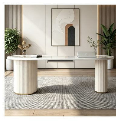 Bureau en dalle crème