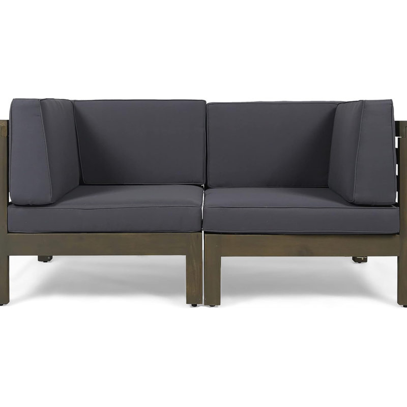 Ensemble de 2 causeuses Oana, gris foncé, Coussin gris foncé / structure brune