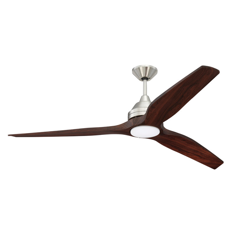 Limerick 60'' Ceiling Fan with LED Lights, Brushed Polished Nickel with Mahogany Blades