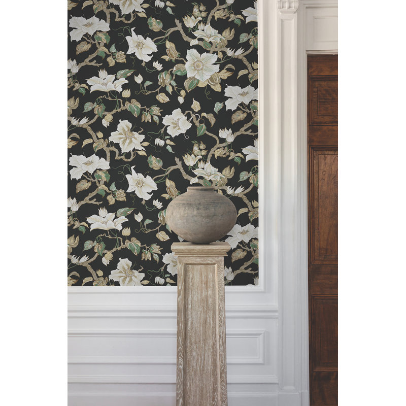 Marguerite Vine Wallpaper Double Roll by Ronald Redding, Black