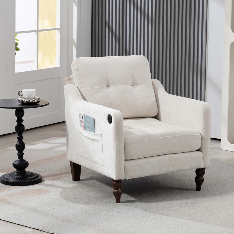 Fauteuil en chenille Accent, Beige
