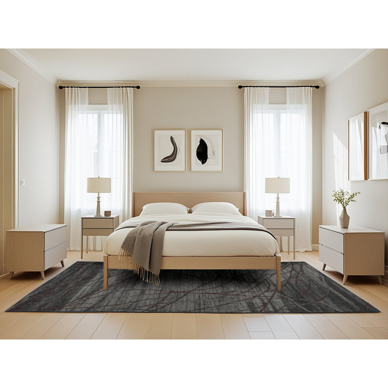 Tapis noir lavable à la machine, Rectangle 5 pi x 8 pi