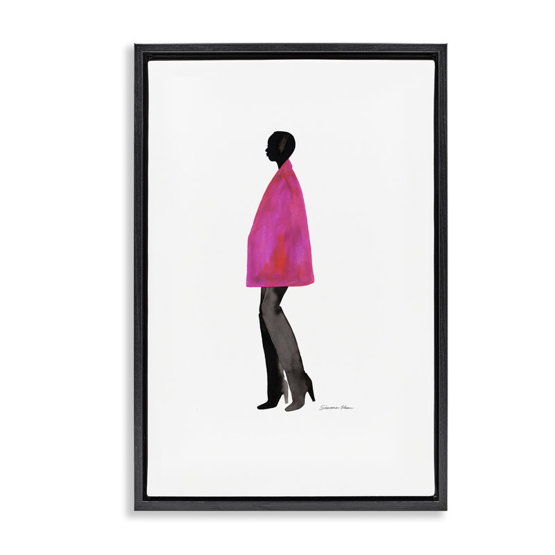 Cadre flottant rose fuchsia, design par Simone Elum, Cadre flottant noir de jais, H 25 po x l 17 po