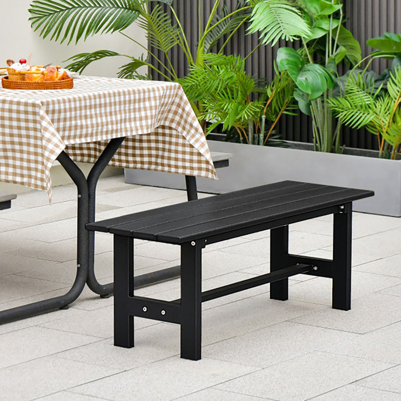 Banc d'extérieur en métal Latoysha, Noir