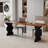 Nut-brown+Black Rectangular Solid Wood desk-553124708