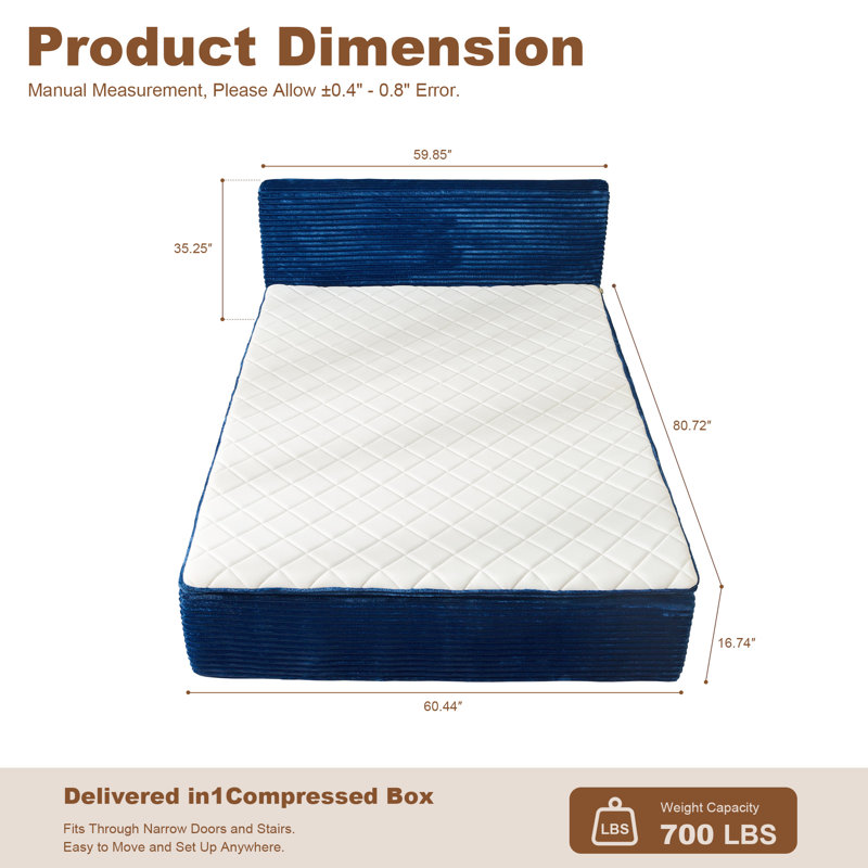 Holubice 12" Medium Hybrid Mattress, Blue