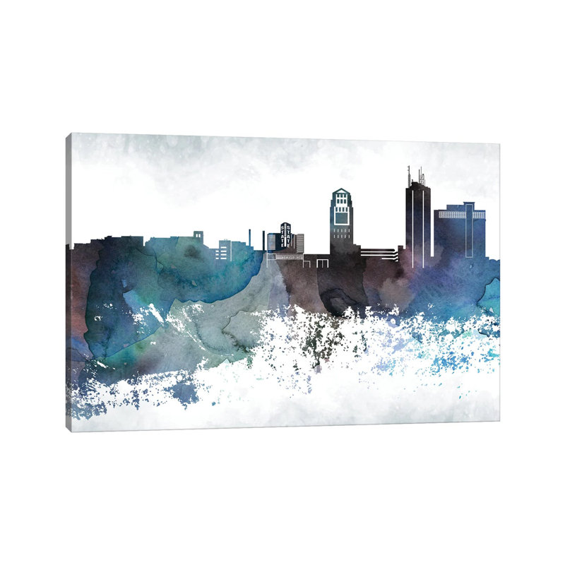 Ann Arbor Bluish Skylines - Wrapped Canvas Print, 20.32cm H x 30.48cm W