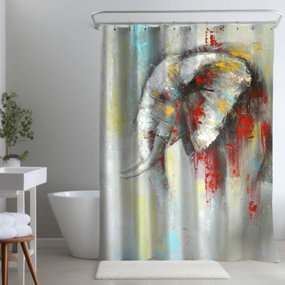 Shower Curtain AN50 – Polyester Shower Curtain, Dye Sublimation Print, 71" W × 74" L