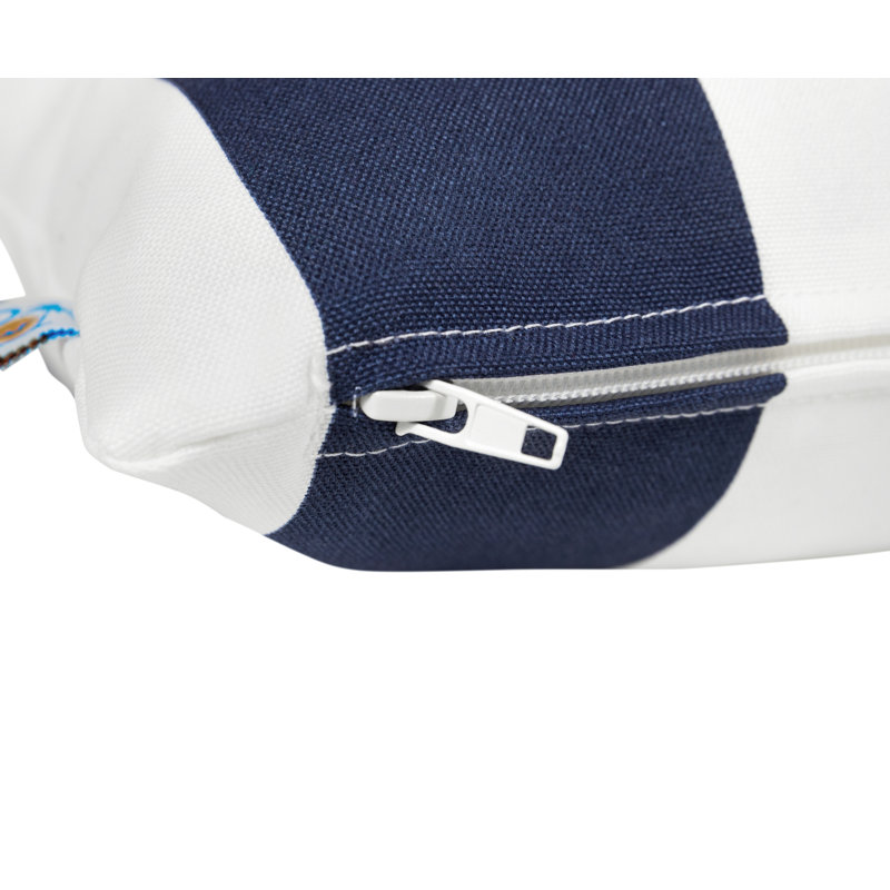 Navy and White Striped Square Outdoor Throw Pillow Set