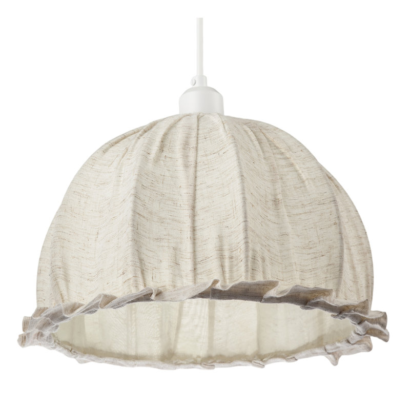 Linen Fabric Covered Ruffled Dome Shaped Ceiling Pendant Light Shade By 