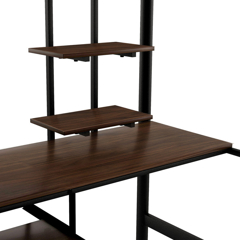 Lit mezzanine peu encombrant avec bureau et tablettes intégrés, idéal pour étudier et dormir, améliorant l'utilisation de la pièce et le confort