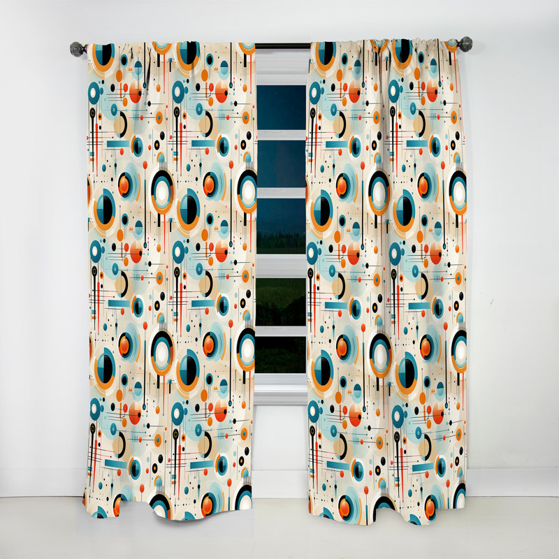Retro Futurism Vibe I - Rideau Mid-Century - Rideau géométrique obscurcissant - 1 panneau, L 52 po x L 63 po