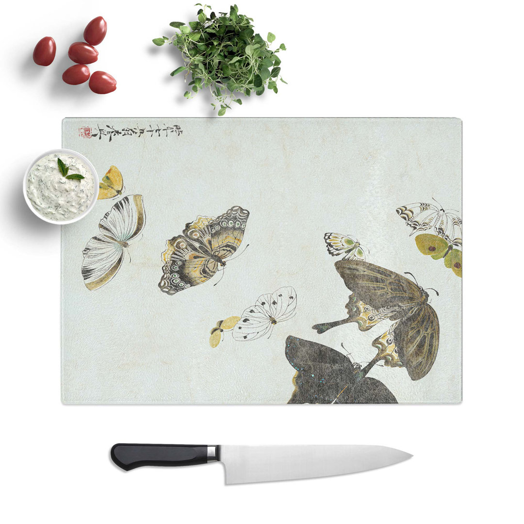 Tempered Glass Butterflies Chopping Board