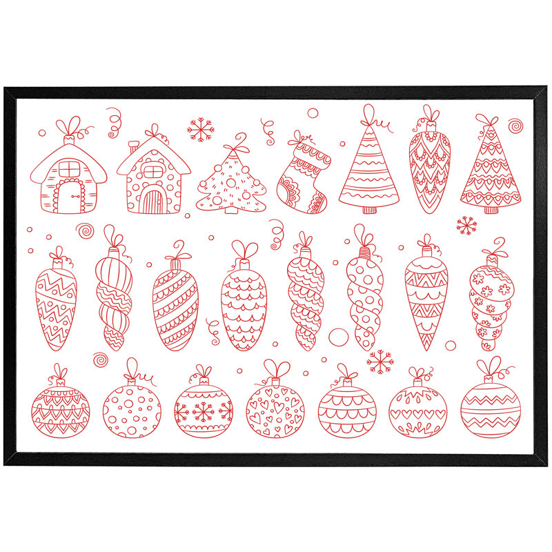 Betel Winter Toys - Single Picture Frame Print, 41cm H x 61cm W x 4cm D, Black