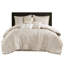 Édredon très grand beige 7 pièces avec texture diagonale, literie de luxe, rembourrage toutes saisons léger, surpiqué, jupe de lit et motif de taies décoratives