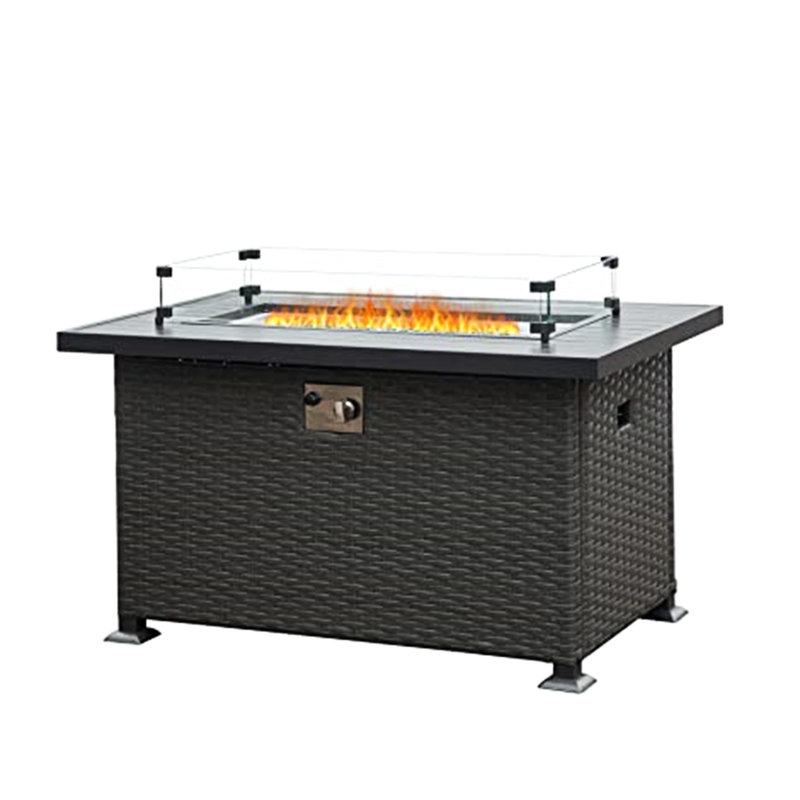 Patio Fire Pit Table, 43.3 Inch With 50,000 Heat, Smokeless Gas Pits, Rust Metal Top, Base Table For Patio, Fire, , Frame, All-Weather Surface, Stable Construction
