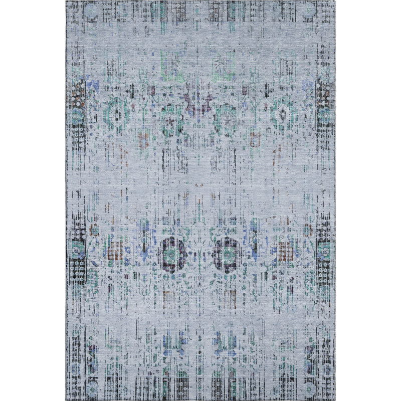 Premium Machine Washable Lubbers AMF1734 Border Rug, Rectangle 9' x 12'