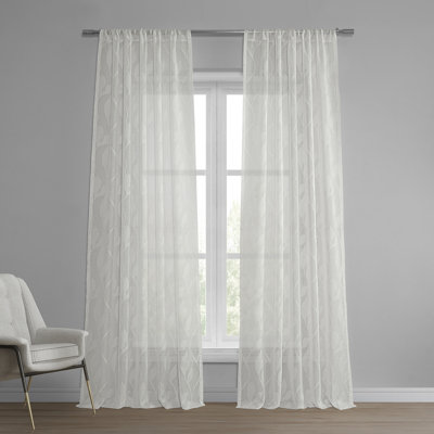 Faux Linen Sheer Curtains for Bedroom, Living Room Curtains for Large Window Single Panel Drape