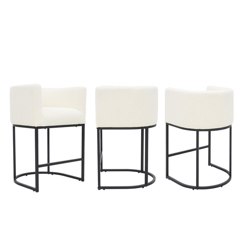 Tabouret de baril de comptoir 26 po, Blanc, Noir, 3